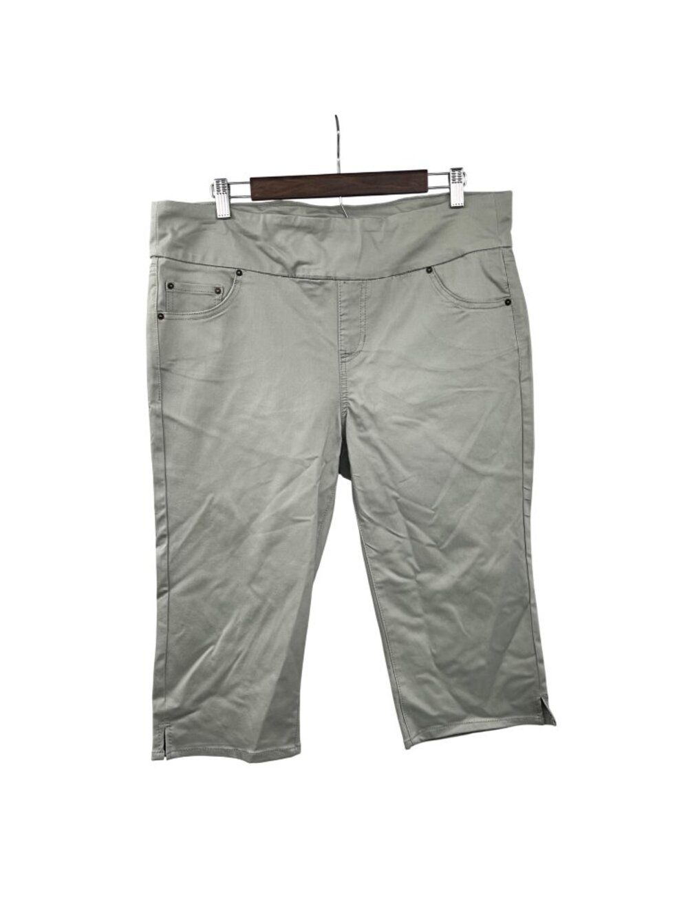 STITCHSTAR Pull On Skimmer Capri Pants Light Green Womens Size 1X Pockets